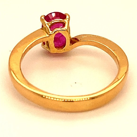 Jegdalek Ruby 1.24ct Solid 18K Yellow Gold Ring - Picture 5 of 7